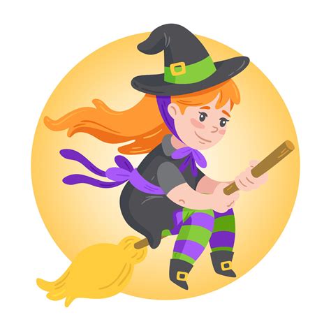 Whimsical witch Halloween clipart for crafting and scrapbooking